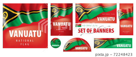 Vector set of banners with the national flag of the Vanuatu 72248423