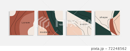 Vector set of minimal backgrounds with abstract organic shapes, hand draw line and sample text. Contemporary collage. Minimal stylish cover for branding design. 72248562