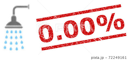 Scratched 0.00% Stamp and Halftone Dotted Shower 72249161
