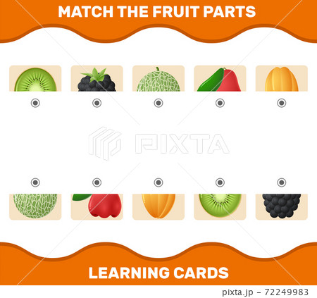 Match cartoon fruits parts. Matching game. Educational game for pre shool years kids and toddlers 72249983