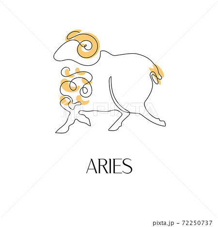 Zodiac sign Aries. One line. Vector illustration in the style of minimalism 72250737