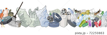 Different kinds of garbage. Seamless pattern brush. The concept of ecology and World Cleanup Day. Different kinds of garbage. Seamless pattern brush. The concept of ecology and World Cleanup Day. 72250863