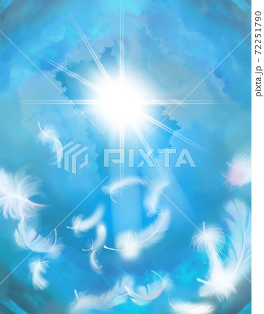 天国へ続く雲の階段と青い空と降り注ぐ太陽光の背景画 72251790