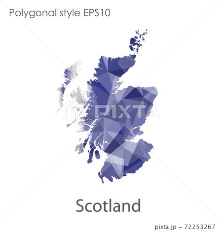 Vector isolated illustration icon  of Scotland map. Polygonal geometric style, triangular shapes. White background 72253267