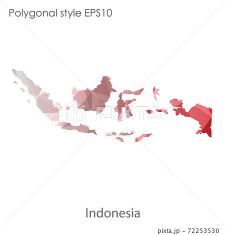 Vector isolated illustration icon of Indonesia map. Polygonal geometric style, triangular shapes. White background Vector isolated illustration icon of Indonesia map. Polygonal geometric style, triangular shapes. White background 72253530