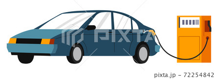 Car on gas station, refilling with gasoline vector Car on gas station, refilling with gasoline vector 72254842