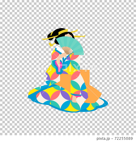 Ukiyo-e style illustration Geisha with modern kimono illust 72255089