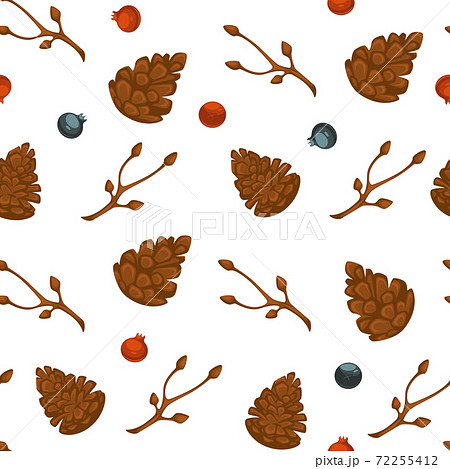 Pine cones and berries seamless pattern vector Pine cones and berries seamless pattern vector 72255412