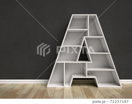 Shelf font 3d rendering, letter A 72257197