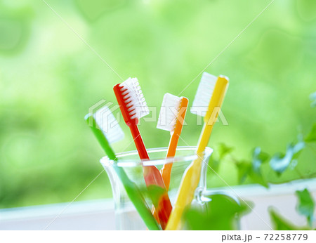4本の歯ブラシ　 72258779