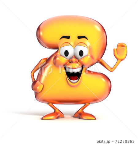 smiling cartoon font number 2 72258865