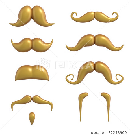 mustache 3d set on white background mustache 3d set on white background 72258900