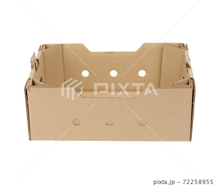 rectangular empty cardboard box of brown paper on a white background rectangular empty cardboard box of brown paper on a white background 72258955