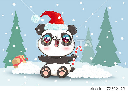 Panda on snow in kawaii style for Christmas Panda on snow in kawaii style for Christmas 72260196