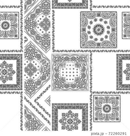 バンダナ素材のシームレスな総柄 のイラスト素材