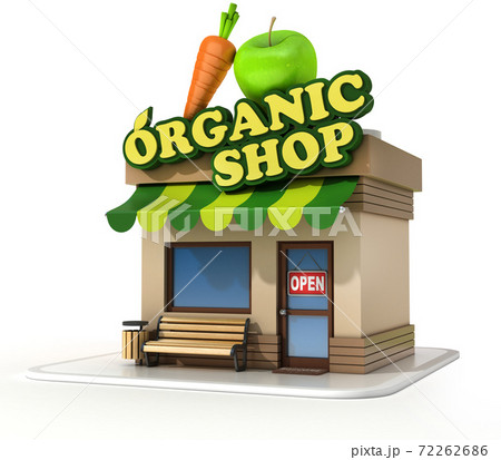 organic mini shop 3d illustration organic mini shop 3d illustration 72262686