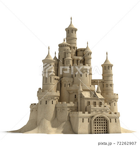 Sand Castle Isolated On White Background Stock Illustration