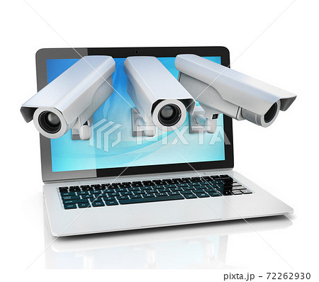 Internet privacy concept - laptop and surveillance camera 72262930