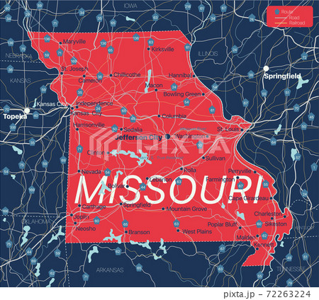 Missouri state detailed editable map Missouri state detailed editable map 72263224