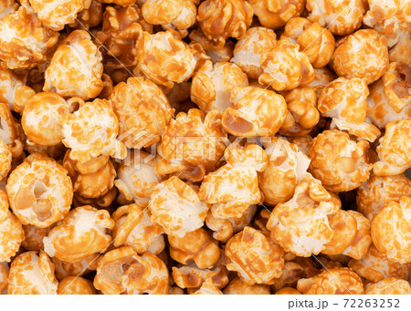 Sweet caramel candy popcorn macro for pattern and background 72263252