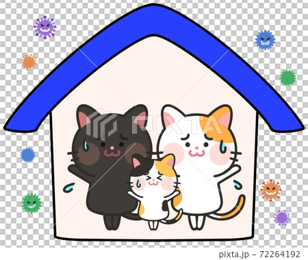 外のウイルスに怯える猫イラスト 72264192