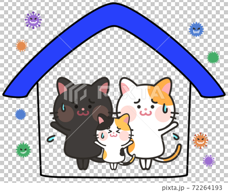 Illustration of a cat scared by an outside virus 72264193