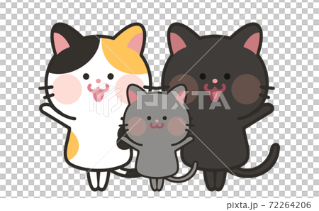 猫の3人家族イラストのイラスト素材 [72264206] - PIXTA