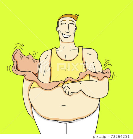 Cartoon illustration of a fat man from which a... - Stock Illustration  [72264251] - PIXTA