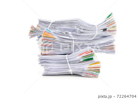 Stack of Documents isolated on white background. Documents pile. 72264704