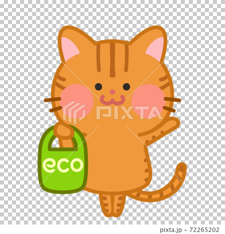 買い物バッグを持つ猫　エコバッグ　イラスト 72265202