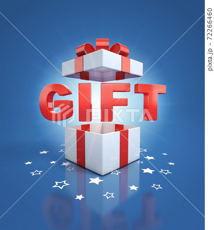 gift inside box on blue background 72266460
