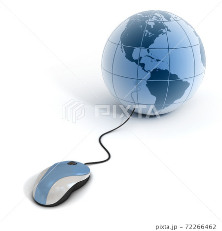 internet 3d concept - computer mouse with globe internet 3d concept - computer mouse with globe 72266462