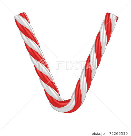 christmas candy cane font - letter V 72266539