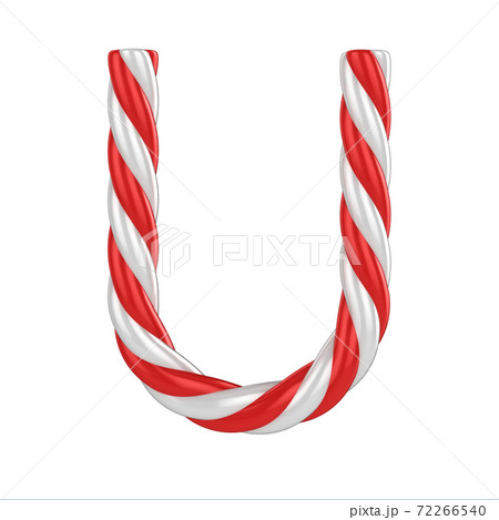 christmas candy cane font - letter U 72266540