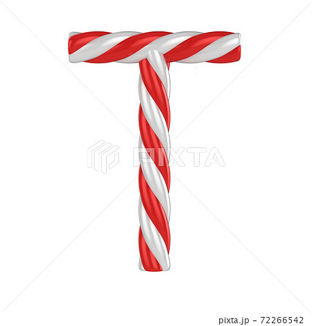 christmas candy cane font - letter T 72266542
