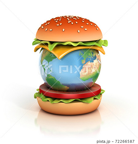 earth inside hamburger 3d illustration 72266587