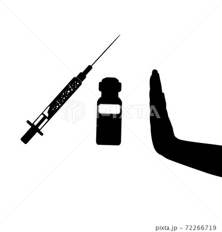 Silhouette hand shows sign stop vaccination. Silhouette hand shows sign stop vaccination. 72266719