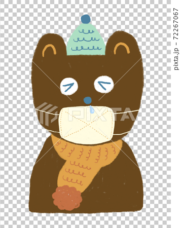 マスクで風邪予防するクマのイラスト素材