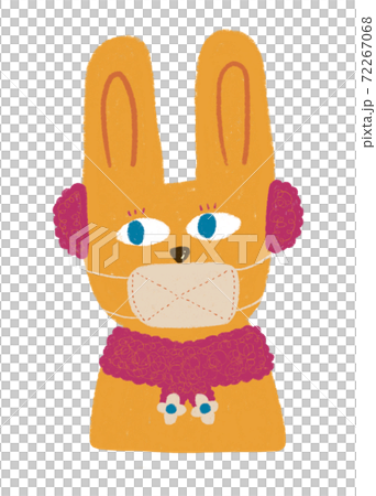 マスクで風邪予防するウサギ 72267068
