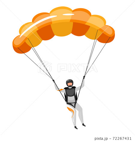 Parachuting Flat Vector Illustrationのイラスト素材