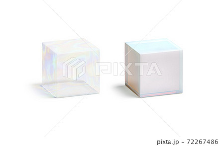 Blank transparent and opaque pearl cube mockup set 72267486