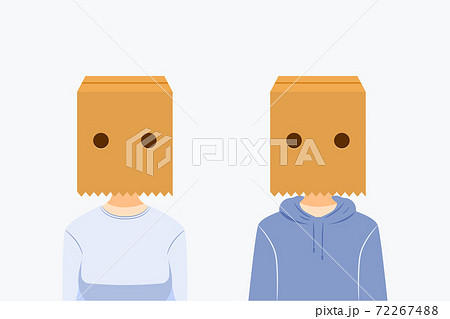 A couple with box on the head. Isolated Vector Illustration 72267488