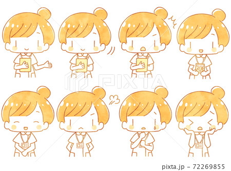 かわいい手描きの看護師さん 黄色ver. 72269855