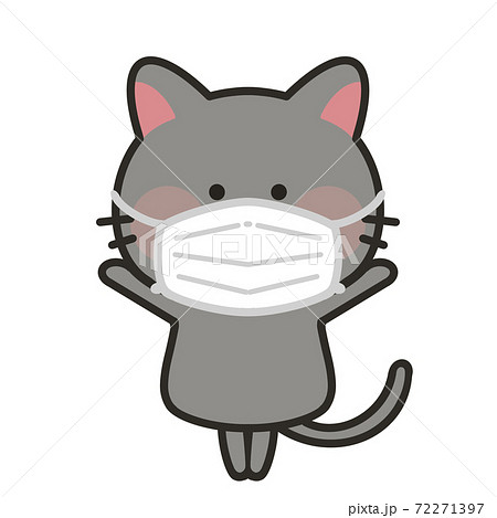 マスクをする猫のイラスト 72271397