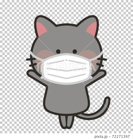 マスクをする猫のイラスト 72271397