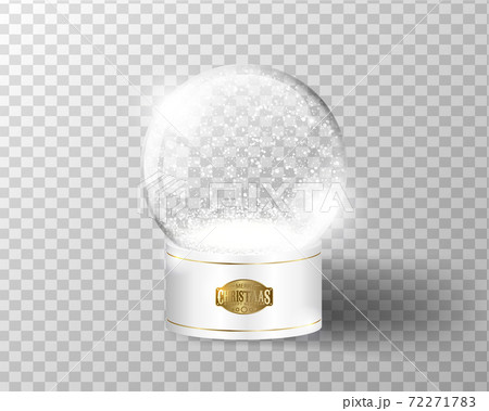 White vector snow globe empty template isolated on transparent background. Christmas magic ball. Glass ball dome with golden decoration shield on stand. Winter holiday crystal, snow inside. Xmas toy White vector snow globe empty template isolated on transparent background. Christmas magic ball. Glass ball dome with golden decoration shield on stand. Winter holiday crystal, snow inside. Xmas toy 72271783