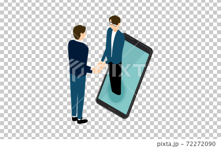 Isometric, a man exchanging business cards online Isometric, a man exchanging business cards online 72272090
