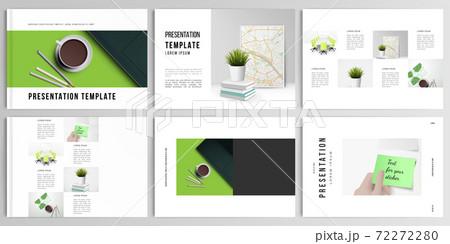 Vector layouts of presentation design templates for brochure, cover design, flyer, book design, magazine, poster. Home office concept, study or freelance, working from home. 72272280