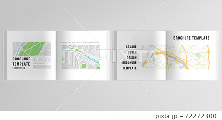 3d realistic vector layout of cover mockup design templates with urban city map of Paris for bifold square brochure, flyer, cover design, book design, magazine, brochure cover. 72272300