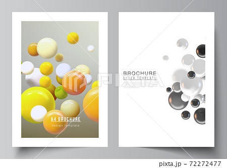 Vector layout of A4 cover mockups templates for brochure, flyer layout, booklet, cover design, book design, brochure cover. Realistic vector background with multicolored 3d spheres, bubbles, balls. Vector layout of A4 cover mockups templates for brochure, flyer layout, booklet, cover design, book design, brochure cover. Realistic vector background with multicolored 3d spheres, bubbles, balls. 72272477